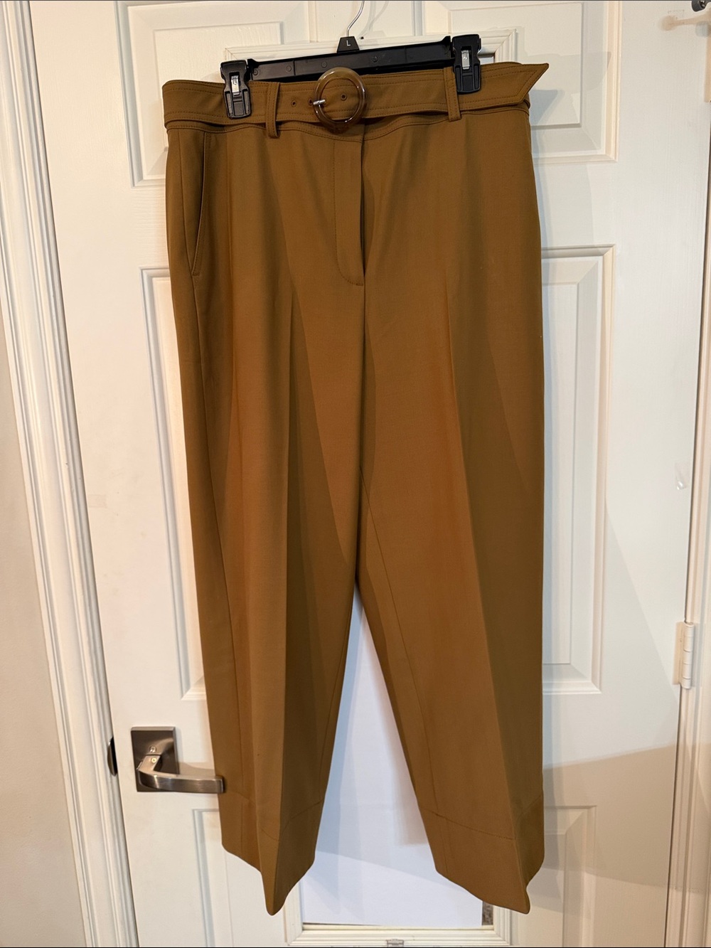 Club Monaco Camel High Waist Wide-Leg Pants with Belt